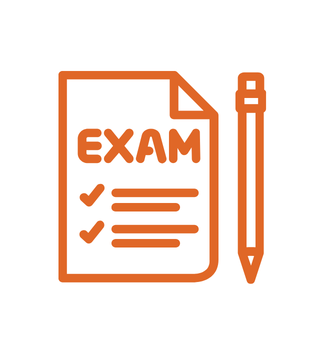  a paper with a pencil and "exam"